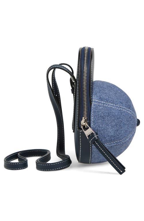 Shop Jw Anderson Medium Denim & Leather Cap Crossbody Bag In Blue