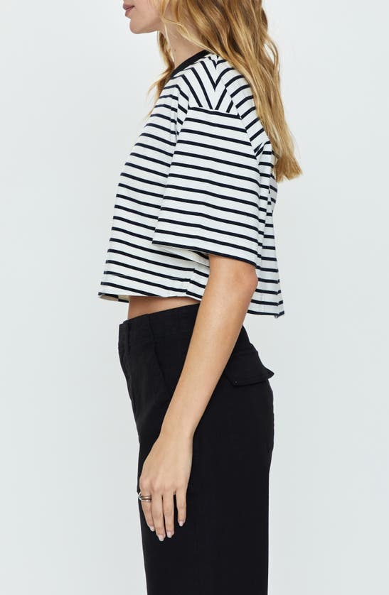 Pistola Mae Stripe Back Cutout Crop T-shirt In Black White Stripe