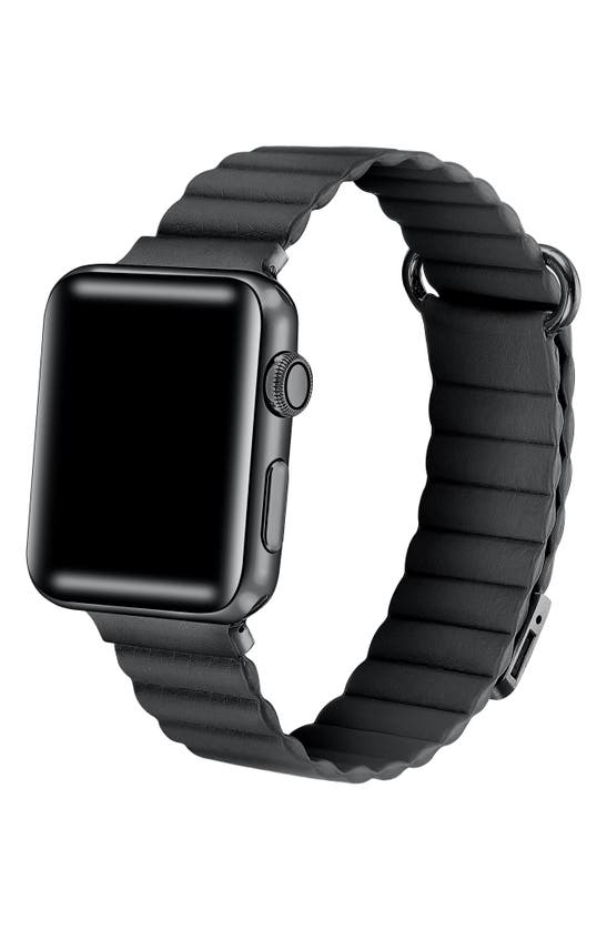 Shop The Posh Tech Dakota Magnetic Leather Apple Watch® Watchband In Black