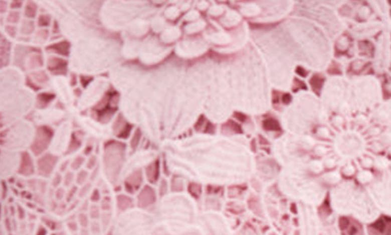Shop Oscar De La Renta Floral Guipure Lace Panel Silk Blend Cardigan In Soft Pink