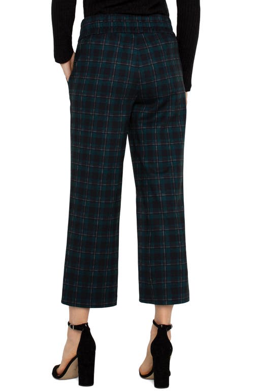 Shop Liverpool Mabel Windowpane Crop Wide Leg Pants In Dark Forest