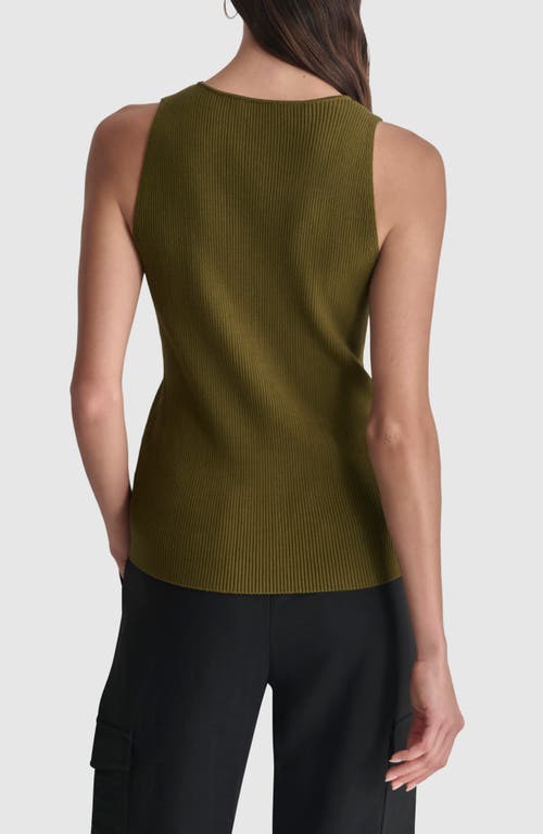 Shop Dkny Front Zip Sweater Vest In Dark Olive