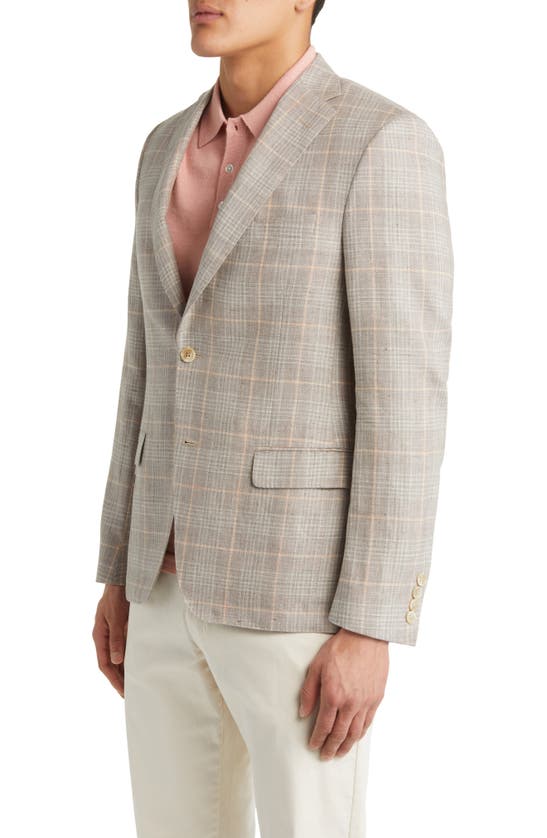 Hickey Freeman Plaid Linen & Wool Sport Coat In Taupe | ModeSens