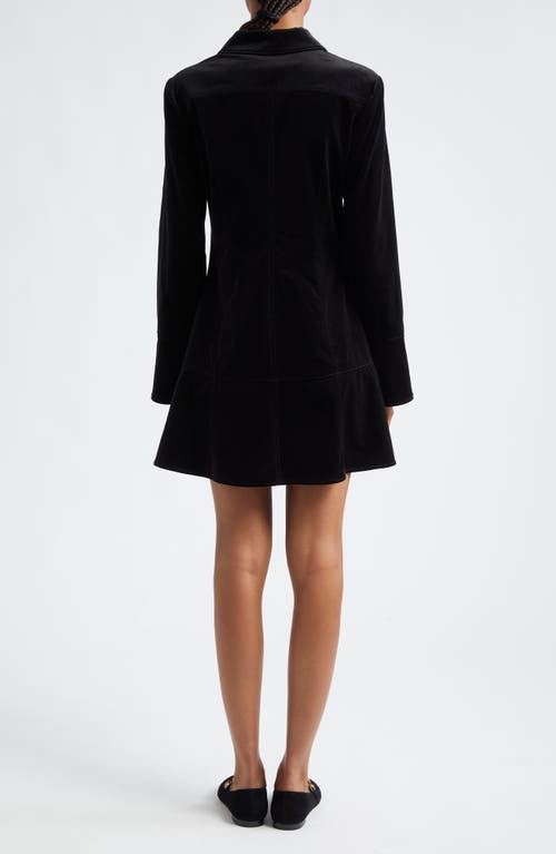 Shop Cinq À Sept Jocelyne Long Sleeve Stretch Velvet Shirtdress In Black