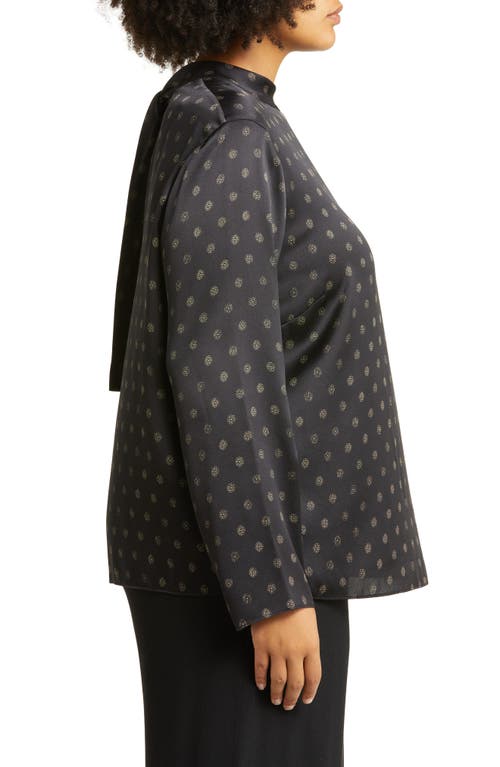 Vince Sun Dot Mock Neck Silk Top In Black