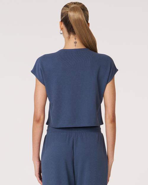 Shop Rebody Active Retreat Pocket Waffle Tee In Navy