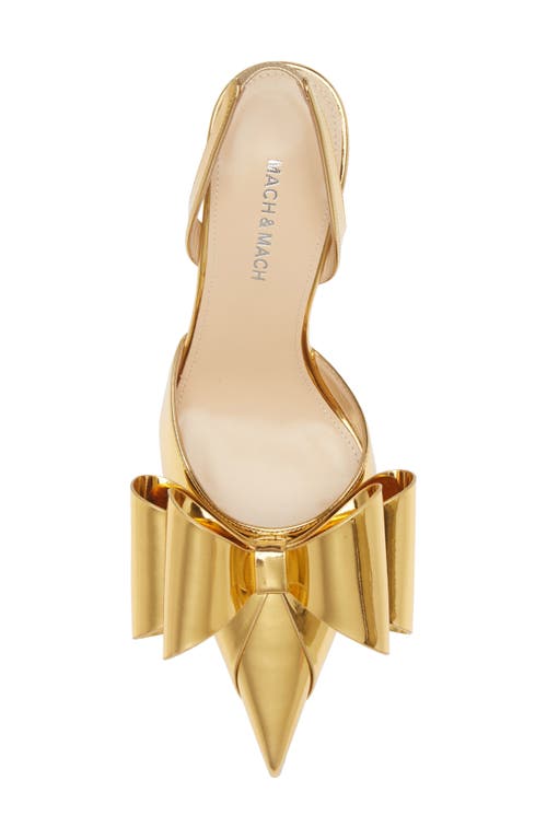 Shop Mach & Mach Le Cadeau Bow Pointed Toe Metallic Slingback Pump In Gold