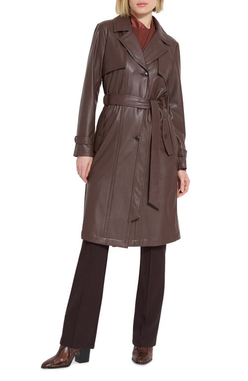 Shop Lyssé Cielo Water Resistant Faux Leather Trenchcoat In Dark Mocha