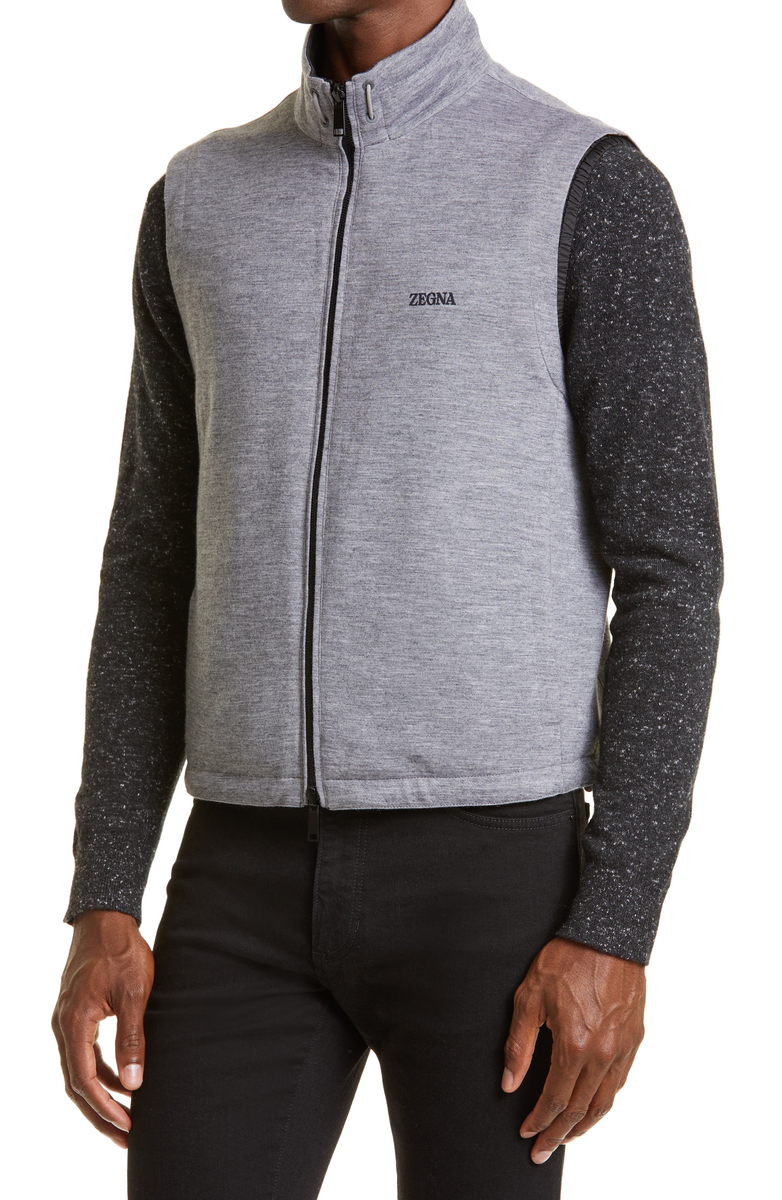 Zegna, Zephyr Reversible Vest, Black/Grey, 46