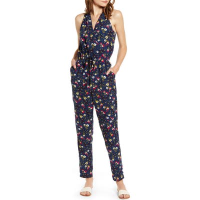 Chelsea28 Sleeveless Tie Waist Jumpsuit, Blue