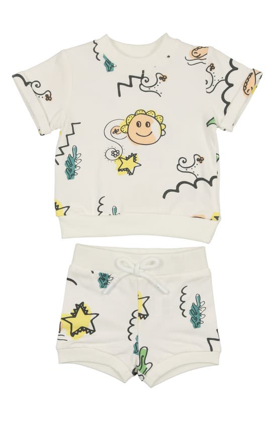 Shop Maniere Coloring Book T-shirt & Shorts Set In White