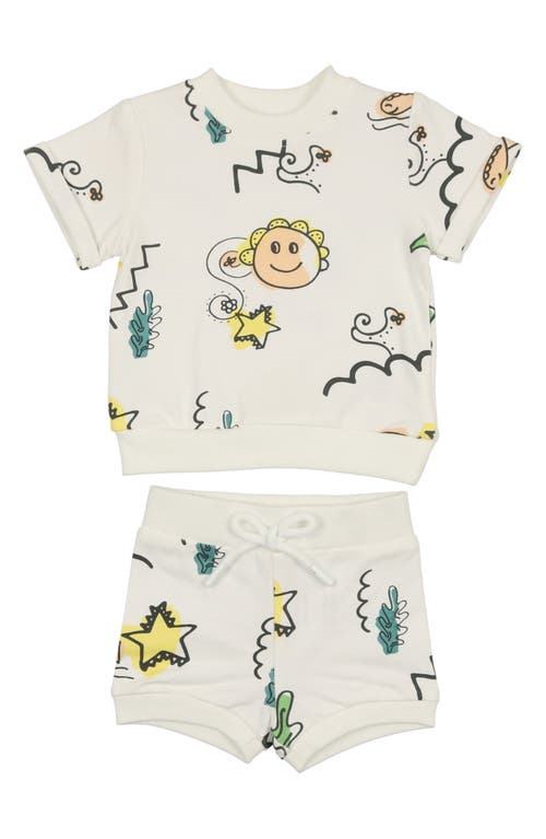 Maniere Babies' Manière Kids' Sketch Print Cotton Top & Shorts Set In White