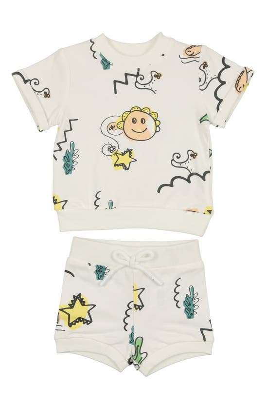 Maniere Manière Coloring Book T-shirt & Shorts Set In White