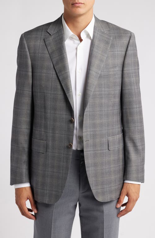 Canali Siena Regular Fit Plaid Wool Sports Coat In Light Grey