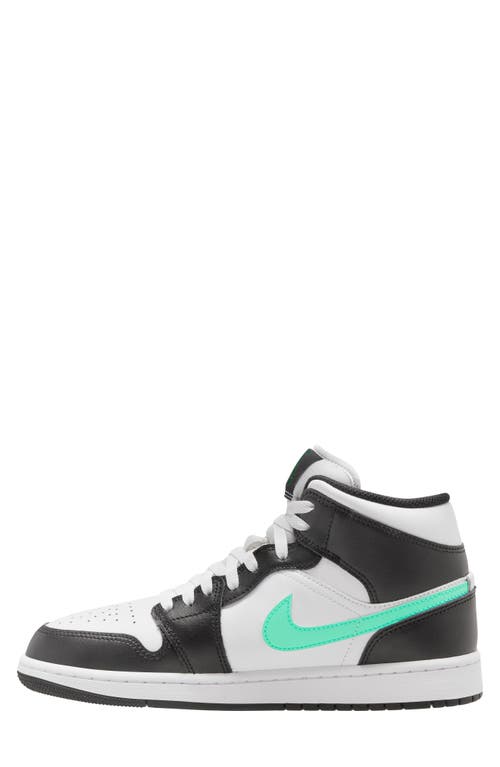 Shop Jordan Air  1 Mid Sneaker In White/green Glow/black