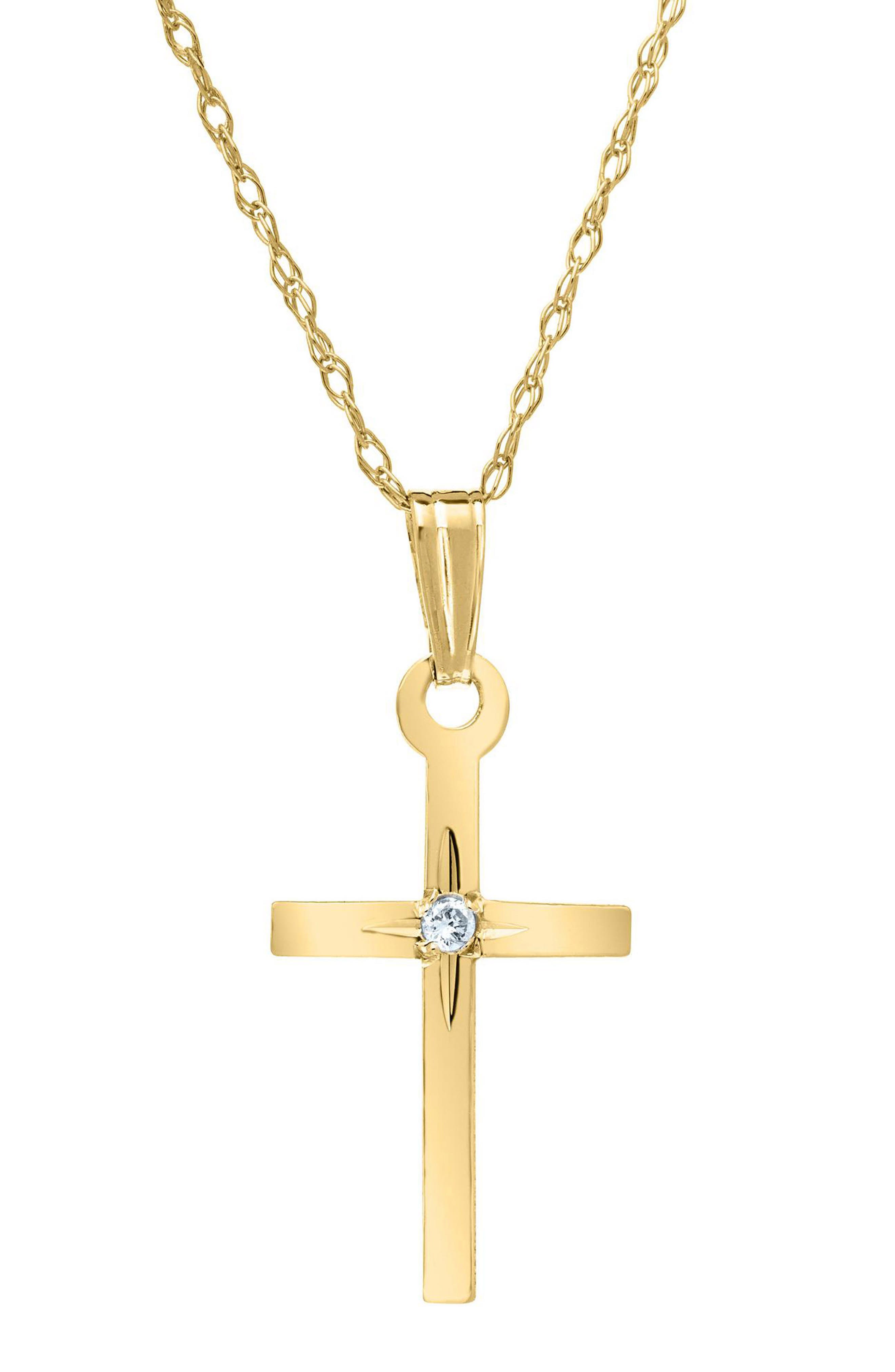 14kt gold cross and chain