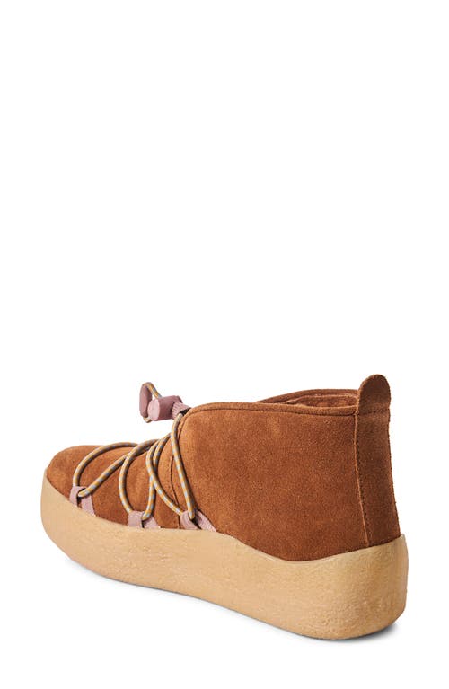 Free People Snowdrop Faux Shearling Bootie In Burnt Caramel Suede