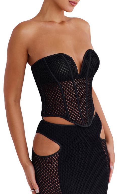 Mistress Rocks Open Knit Corset Top In Black