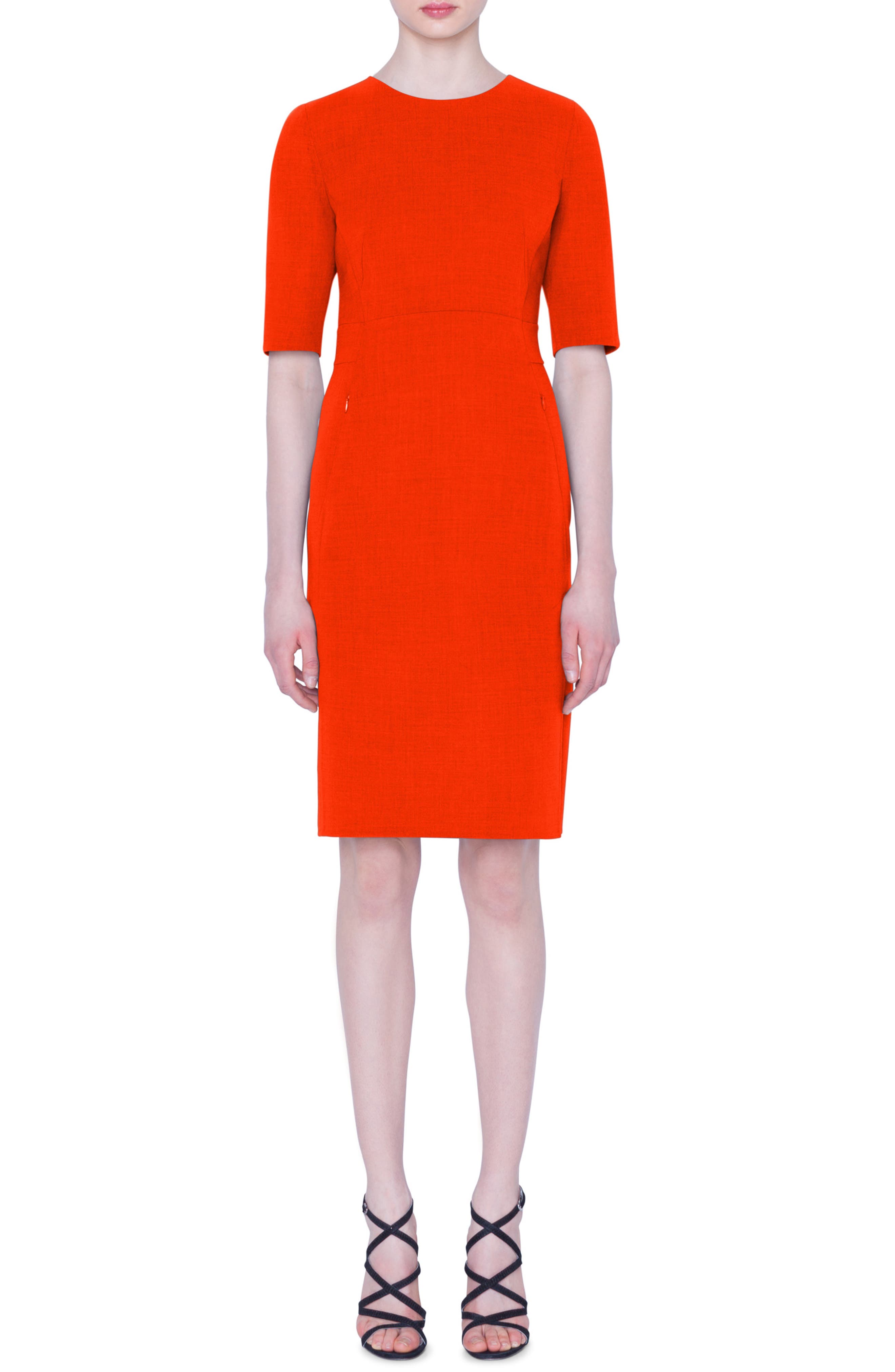 Akris Double Face Wool Sheath Dress, Red