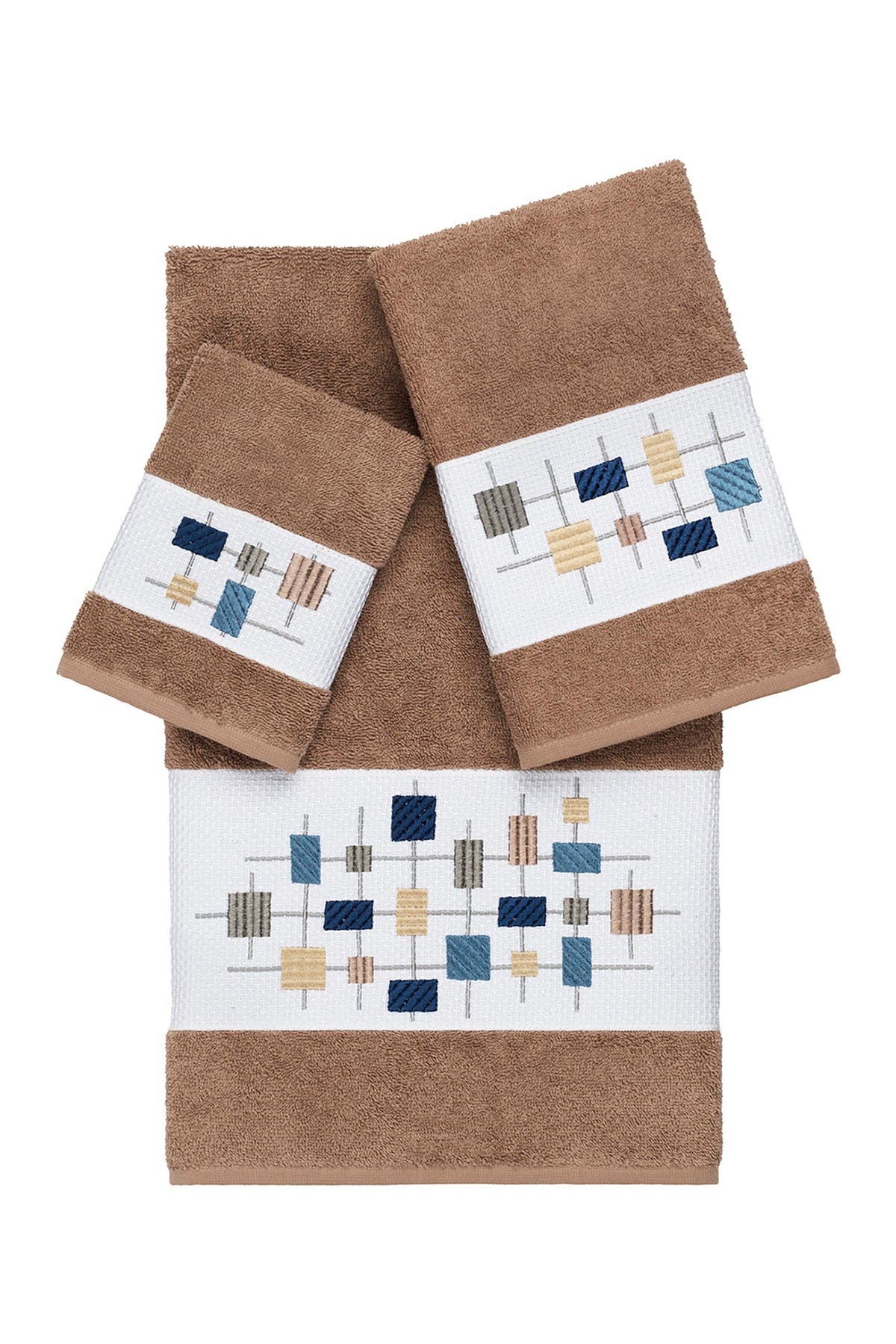 LINUM HOME Khloe 3Piece Embellished Towel Set Latte Nordstrom Rack