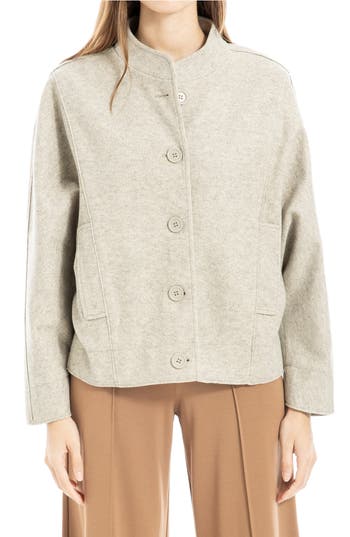 Max Studio Brushed Knit Bomber Jacket In Ht Oatmeal