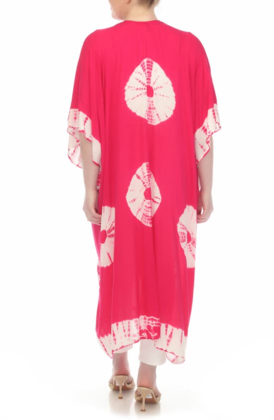 Boho Me Tie Dye Cover-up Kaftan In Hot Pink