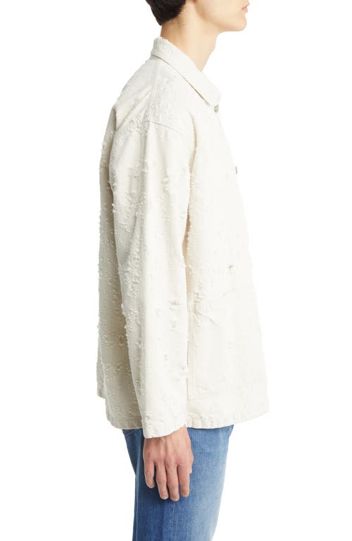 Closed Distressed Cotton Blend Twill Lab Jacket In Ecru