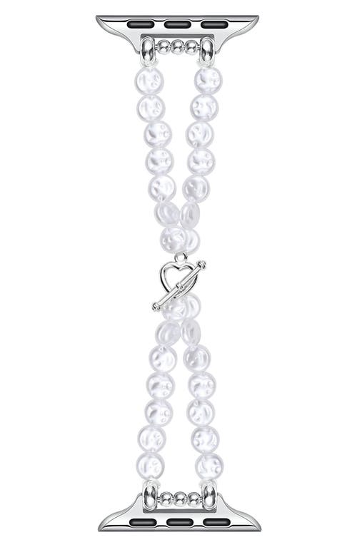 The Posh Tech Eloise Imitation Pearl Apple Watch® Bracelet Watchband In White