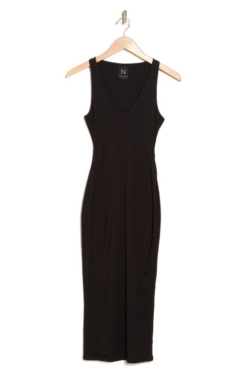 Beige/Black Midi Dress - Naked Wardrobe