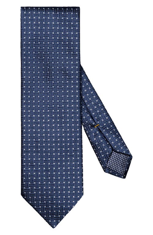 Shop Eton Basket Weave Silk Tie In Navy