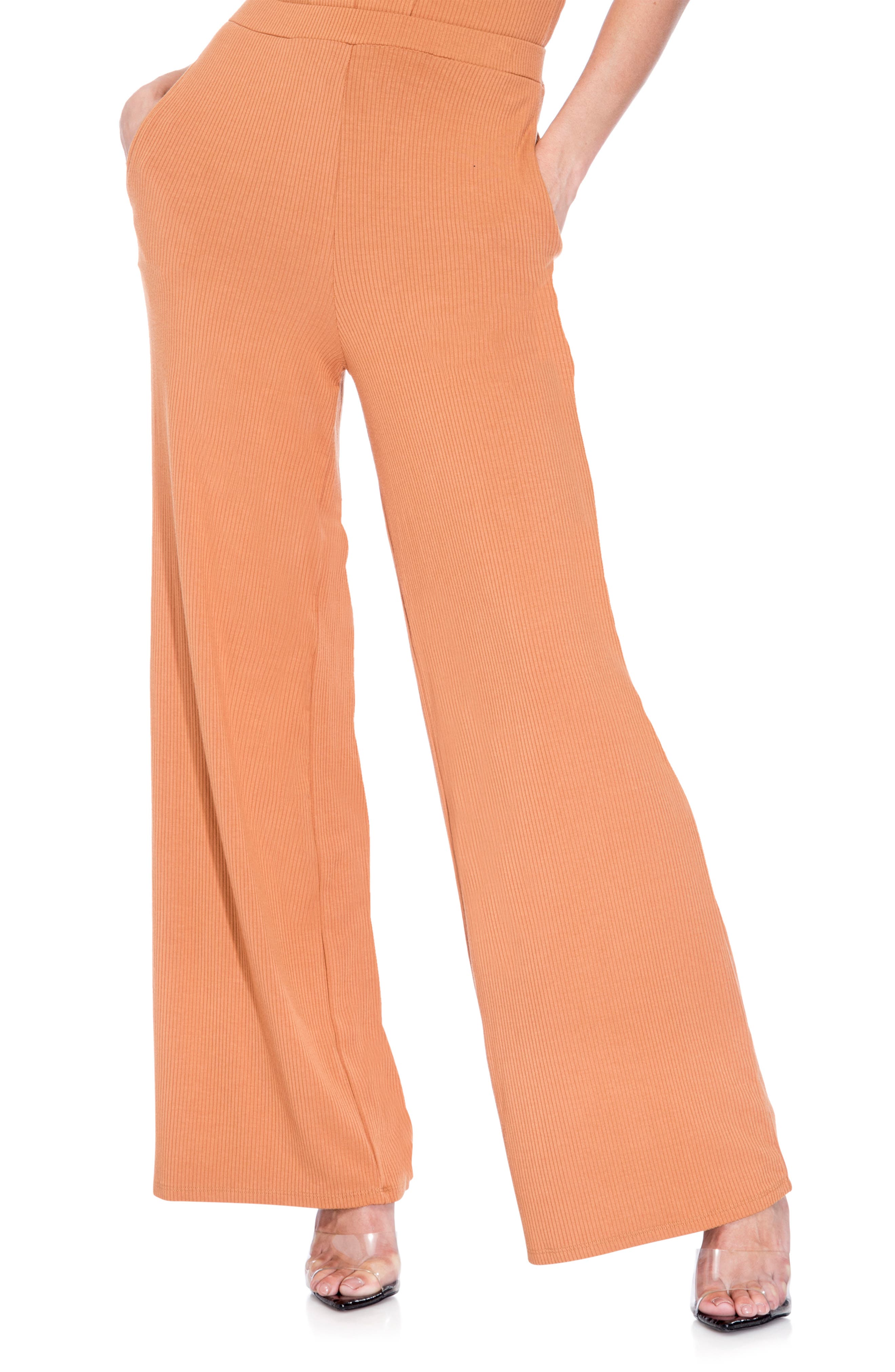 burnt orange wide leg trousers