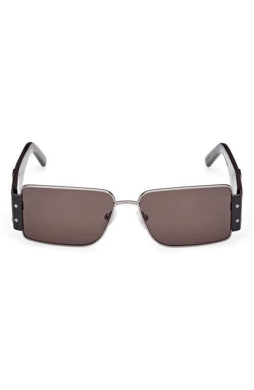 Mcm 55mm Rectangular Sunglasses In Ruthenium/smoke/black