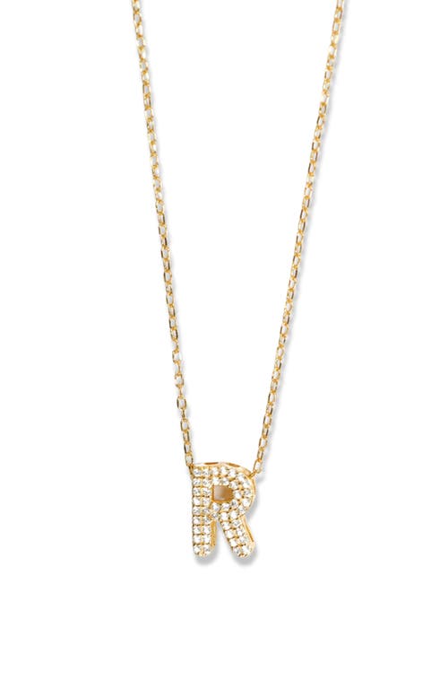 Argento Vivo Sterling Silver Cubic Zirconia Bubble Inital Pendant Necklace In Gold - R