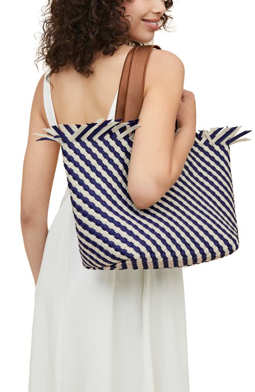 Shop Naghedi Medium Havana Stripe Woven Tote In Venice