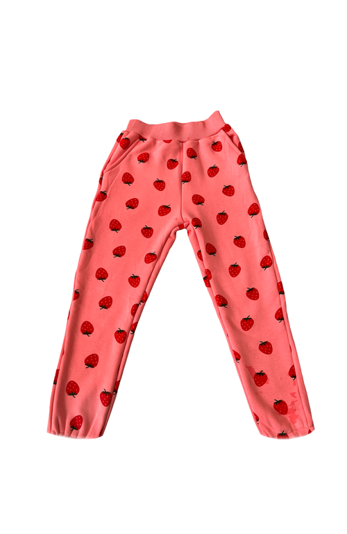 Lola + The Boys Girl's Strawberry-print Ruffle Two-piece Set In Pink