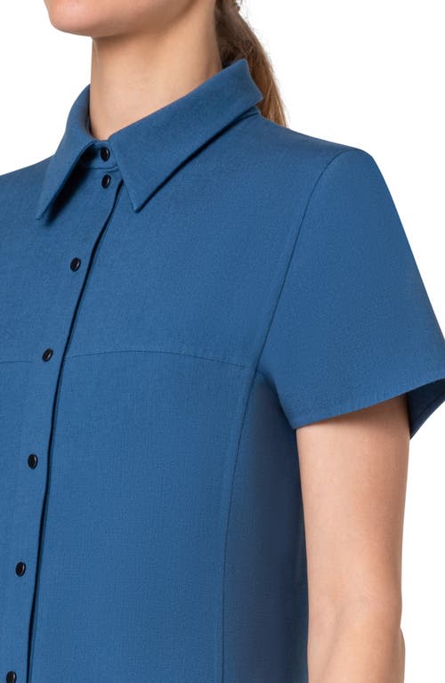 Akris Cotton Silk Button-front Polo Dress In Medium Denim