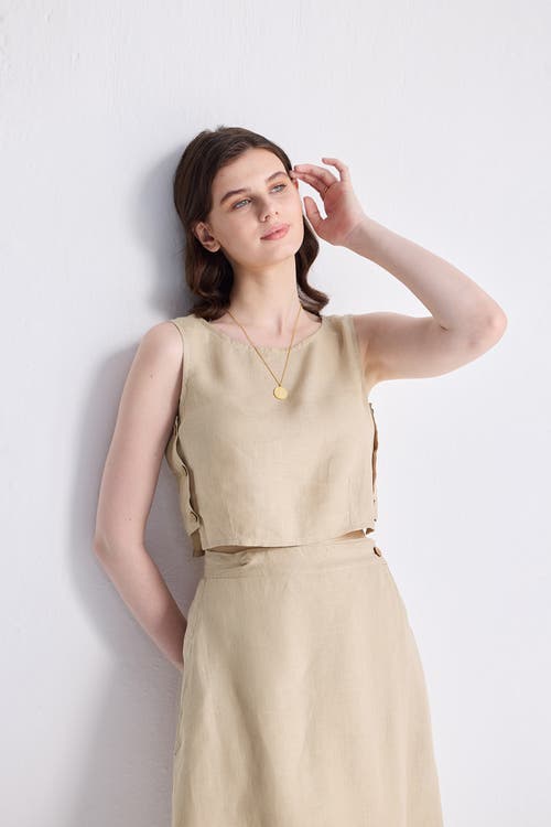 Reistor Boxy Crop Top In Neutral Beige