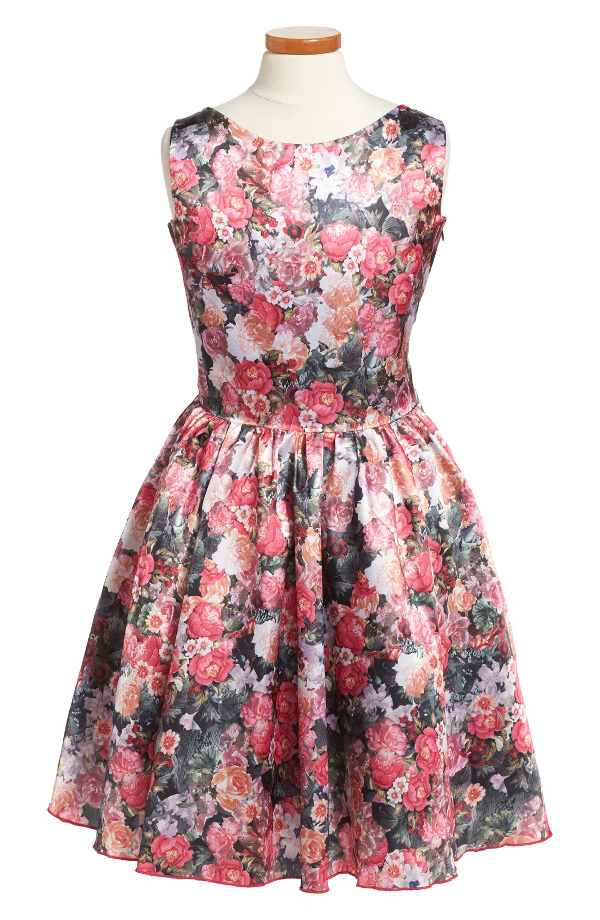 Fiveloaves Twofish 'Painted Lady' Floral Print Sleeveless Party Dress ...