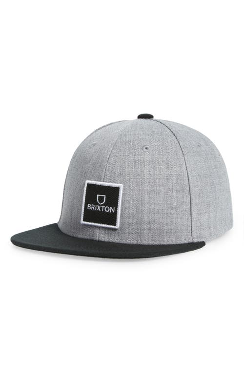 Brixton Alpha Snapback Hat in Heather Grey/Black