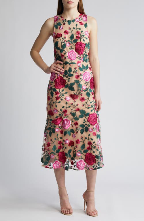 Sam Edelman Floral Embroidery A-Line Dress Pink Multi at Nordstrom,