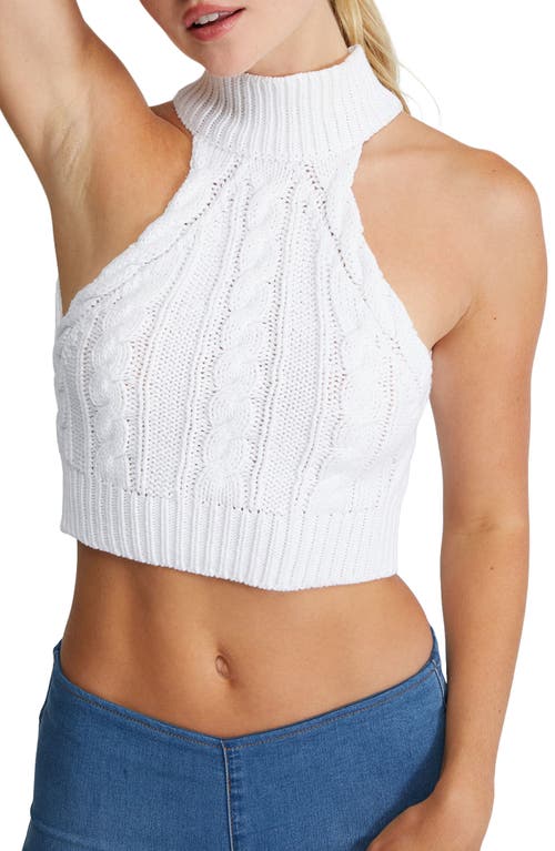 PacSun Cable Halter Crop Tank in White Sand