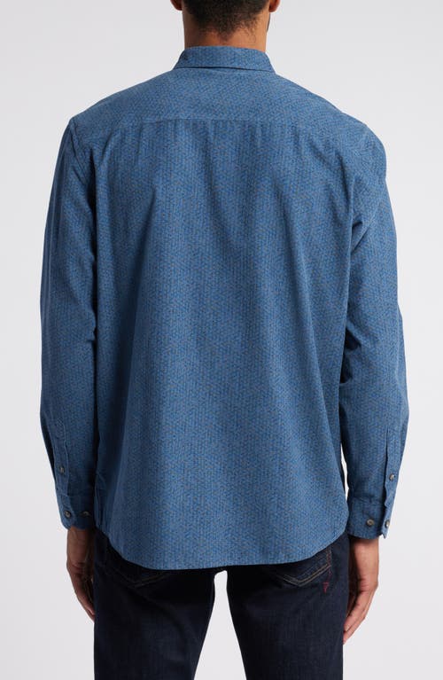 Johnston & Murphy Overdye Print Corduroy Button-down Shirt In Blue