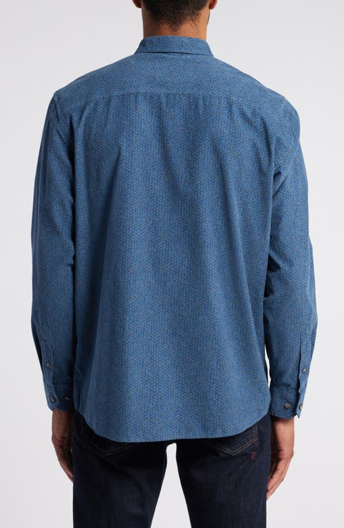 Shop Johnston & Murphy Overdye Print Corduroy Button-down Shirt In Blue