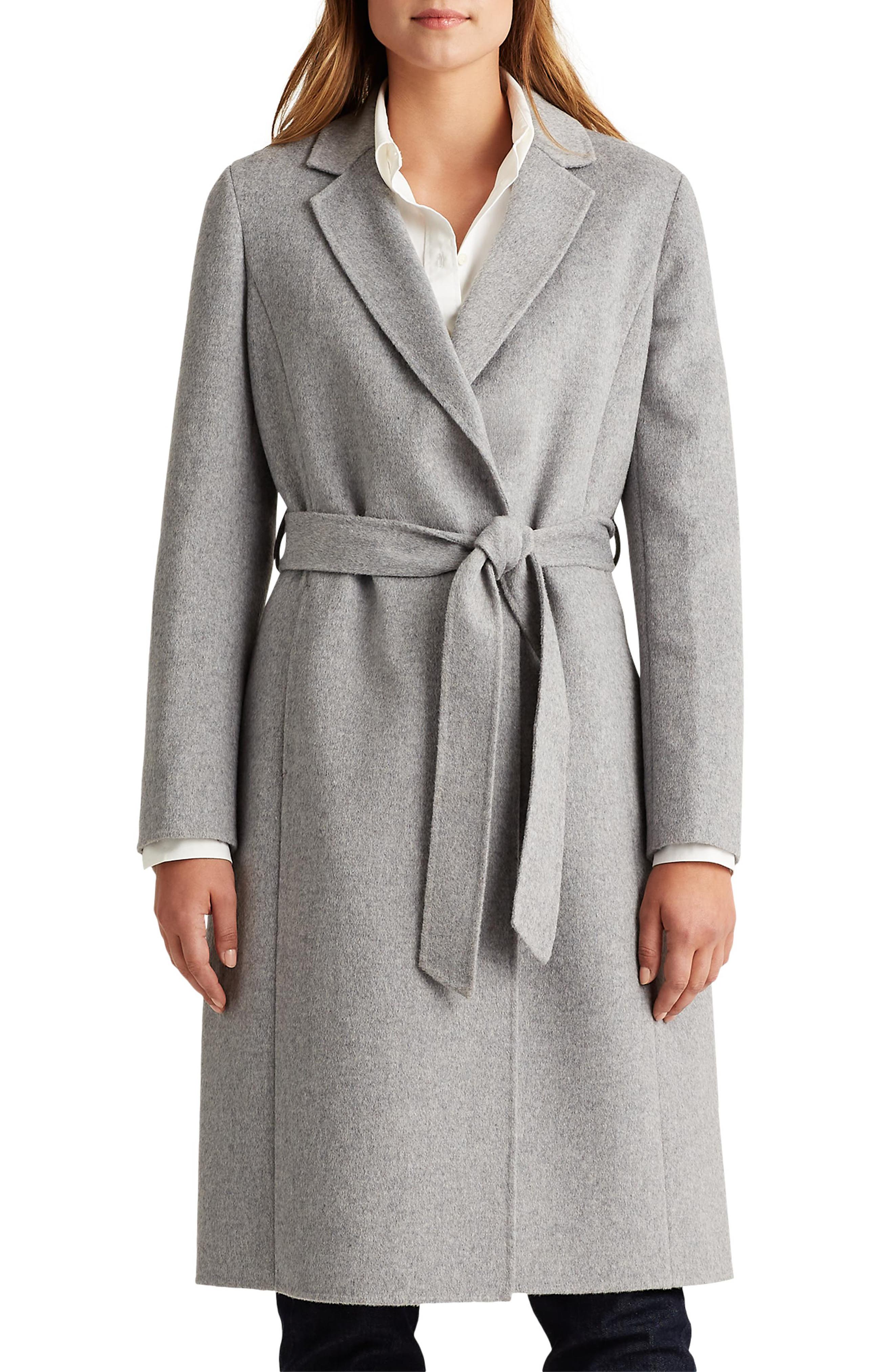 Lauren Ralph Lauren | Double Face Wool Blend Wrap Belted Coat ...