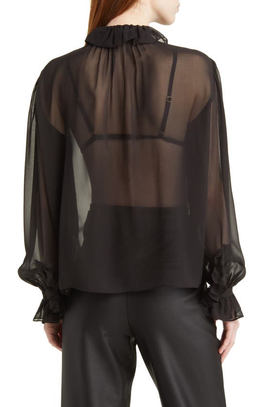 Shop Frame Ruffle Silk Shirt In Noir