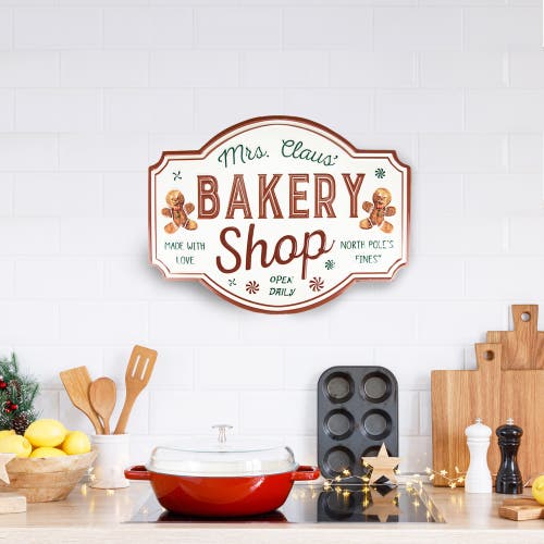 NORTHLIGHT NORTHLIGHT GINGERBREAD "MRS. CLAUS' BAKERY SHOP" METAL CHRISTMAS WALL SIGN 