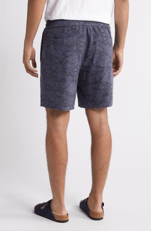 Shop Treasure & Bond Floral Terry Cloth Jacquard Shorts In Navy India Ink Line Floral