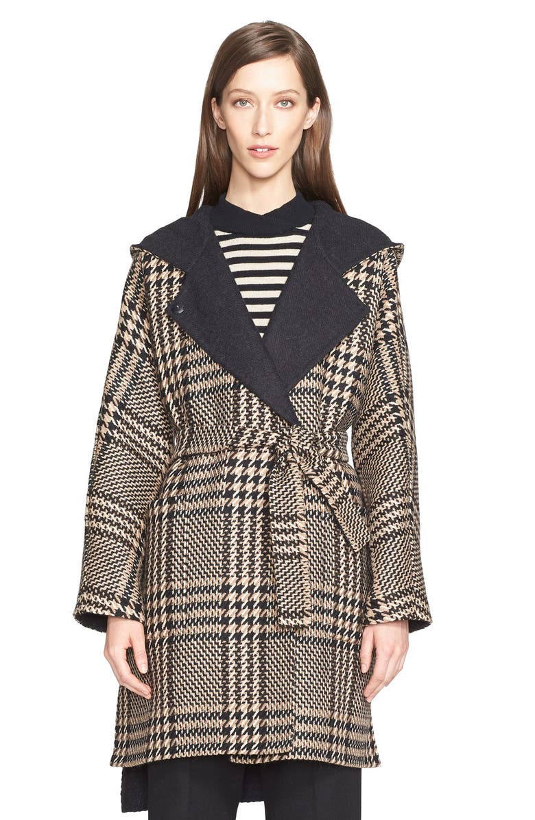 Max Mara 'Alcool' Reversible Wool & Alpaca Hooded Coat with Genuine ...