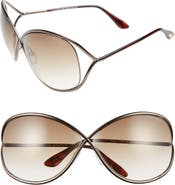 Miranda 68mm Open Temple Oversize Metal Sunglasses