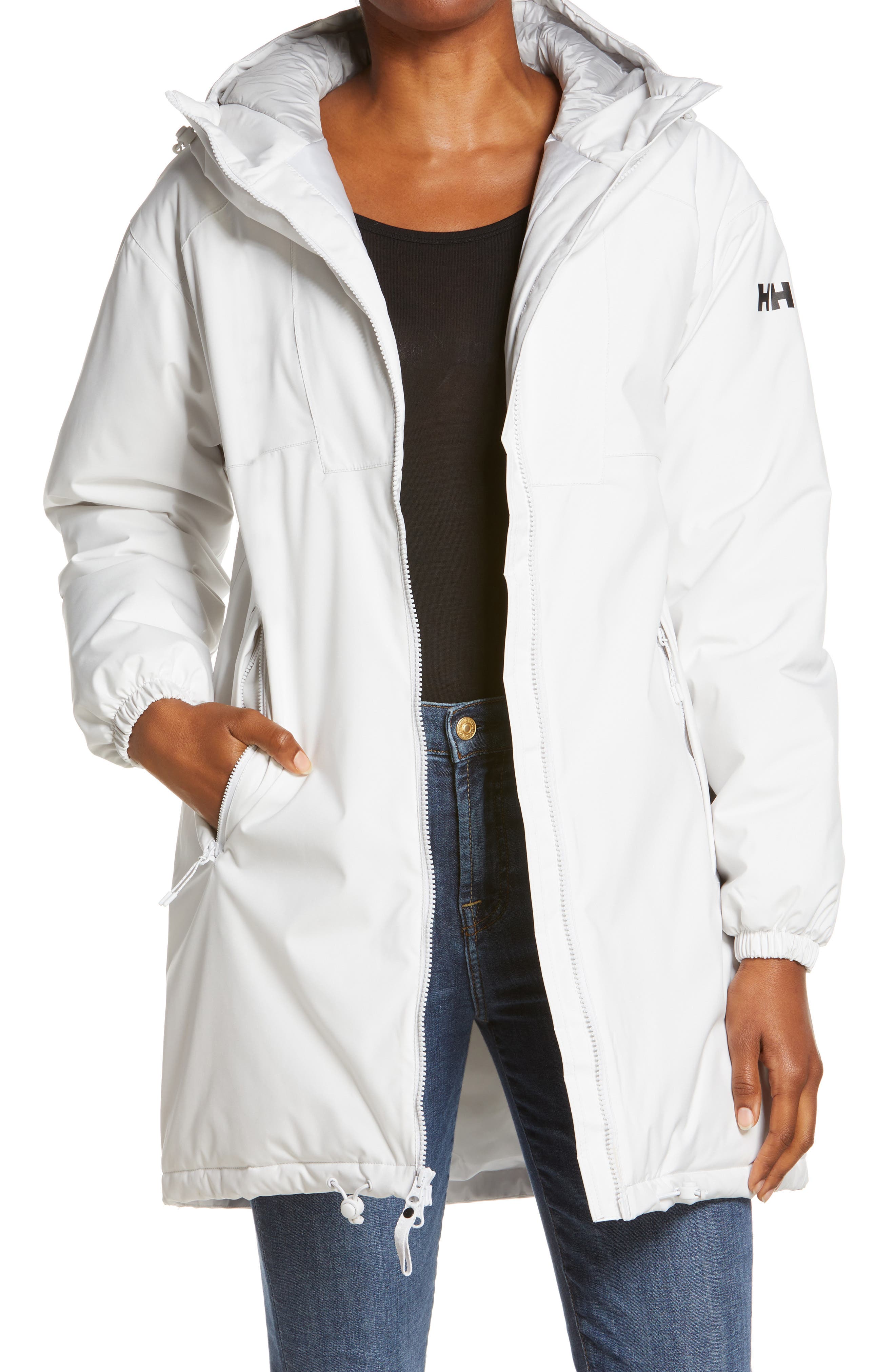 white waterproof coat